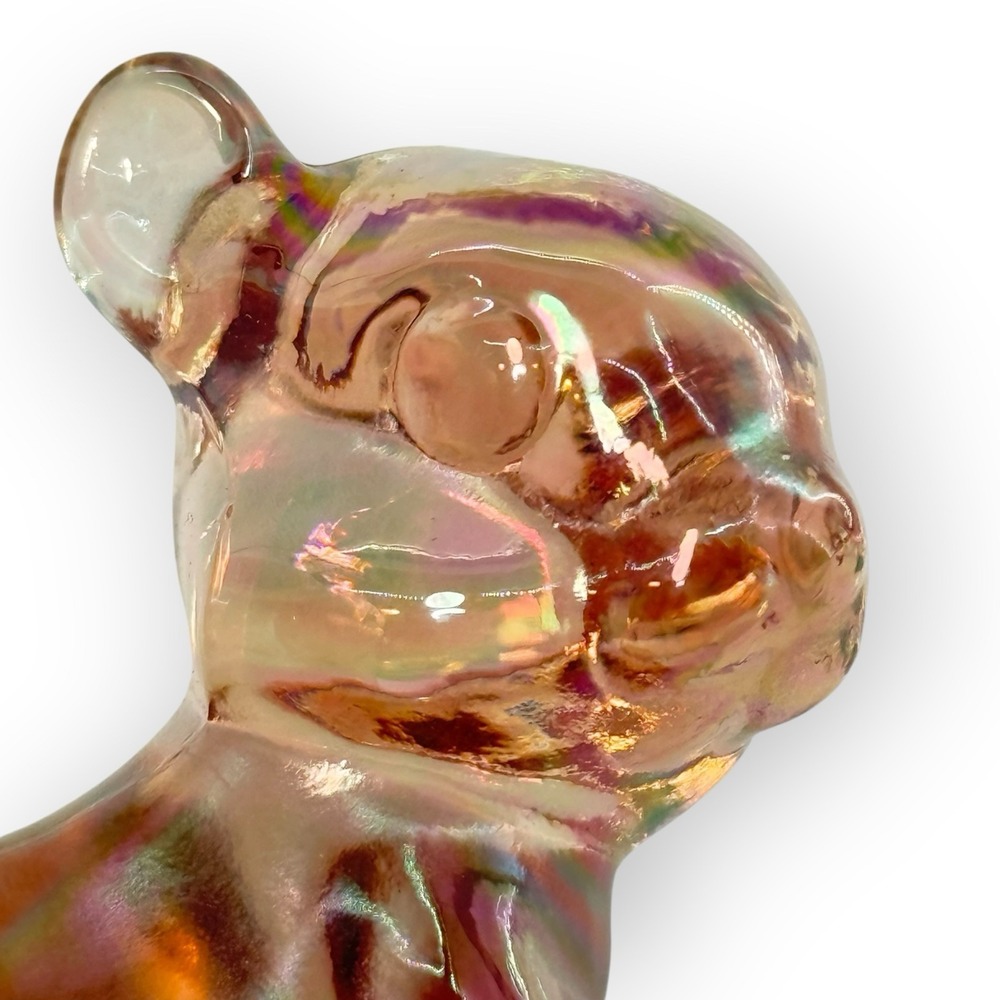 Fenton Hugs For You Squirrel Iridescent Pink Peach Sunset Figurine Paperweight - Picture 3 of 7